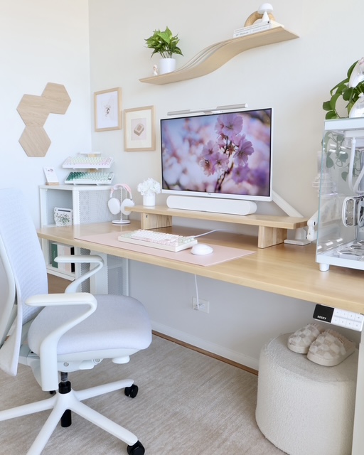 Curved Wood Shelf Adds Organic Flow Above Your Desk
