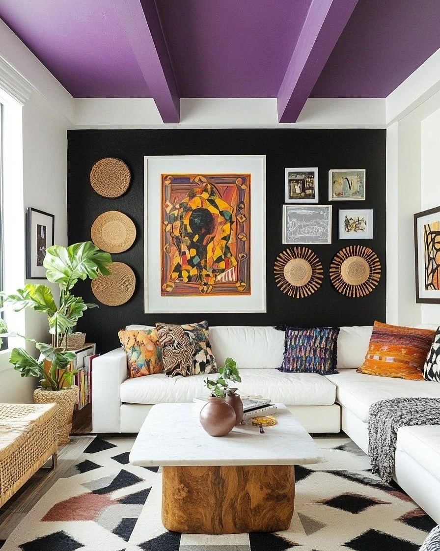 Woven Wall Baskets Add Natural Texture Above a Sofa