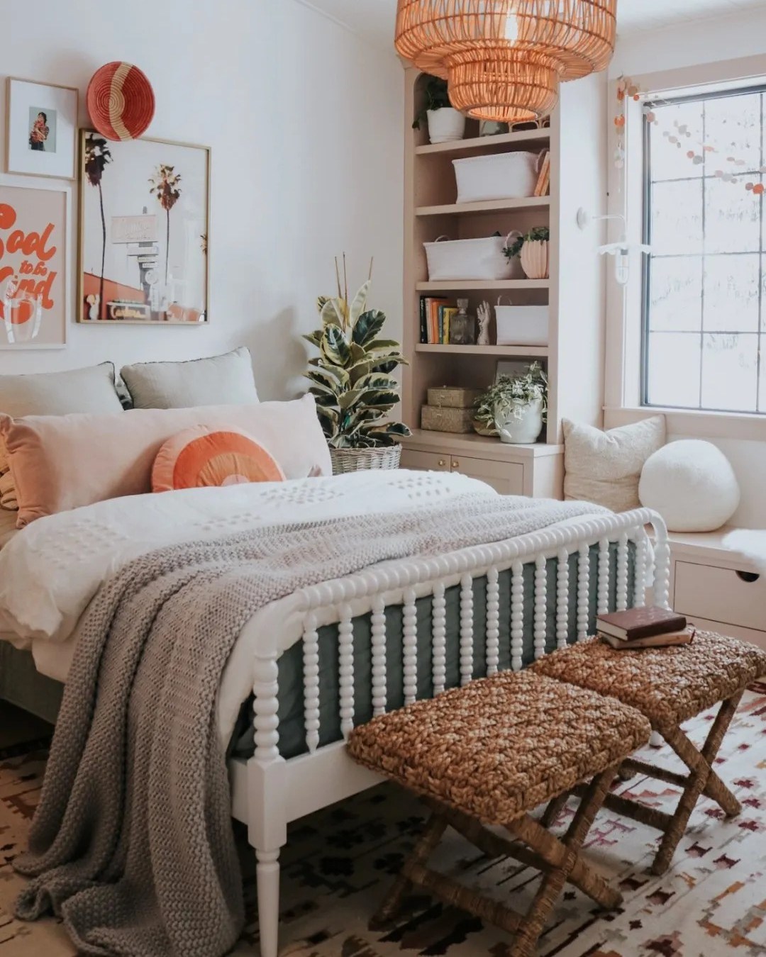 Bring Natural Texture Beside the Bed with Woven Stools