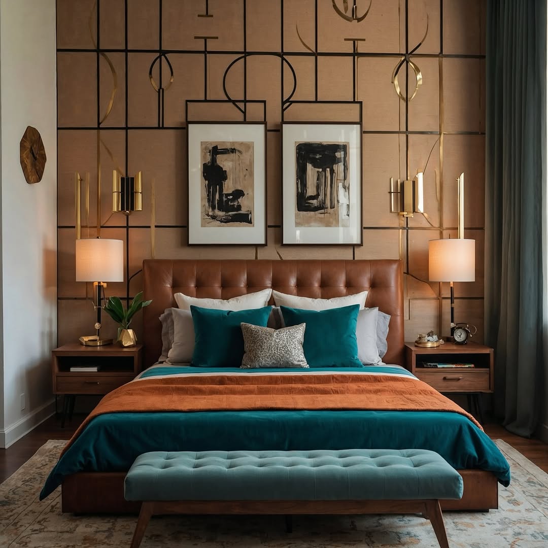 Geometric Wall Overlay Creates a Modern Backdrop