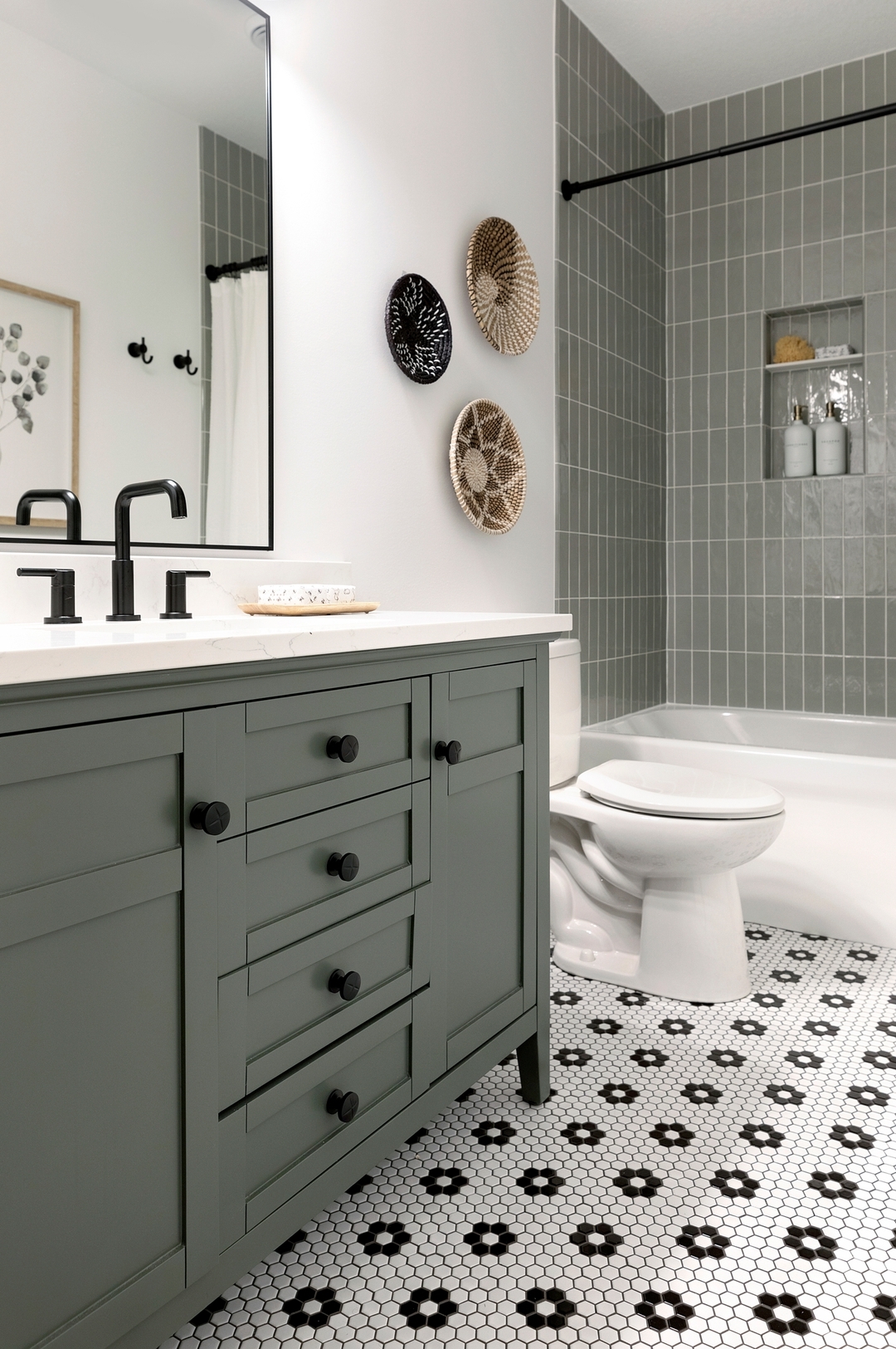 Woven Wall Baskets Add Organic Texture Above Vanity
