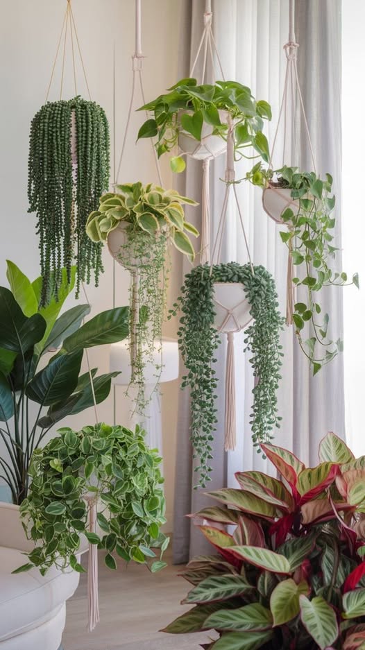 Showcase Cascading Vines with Macrame Hangers