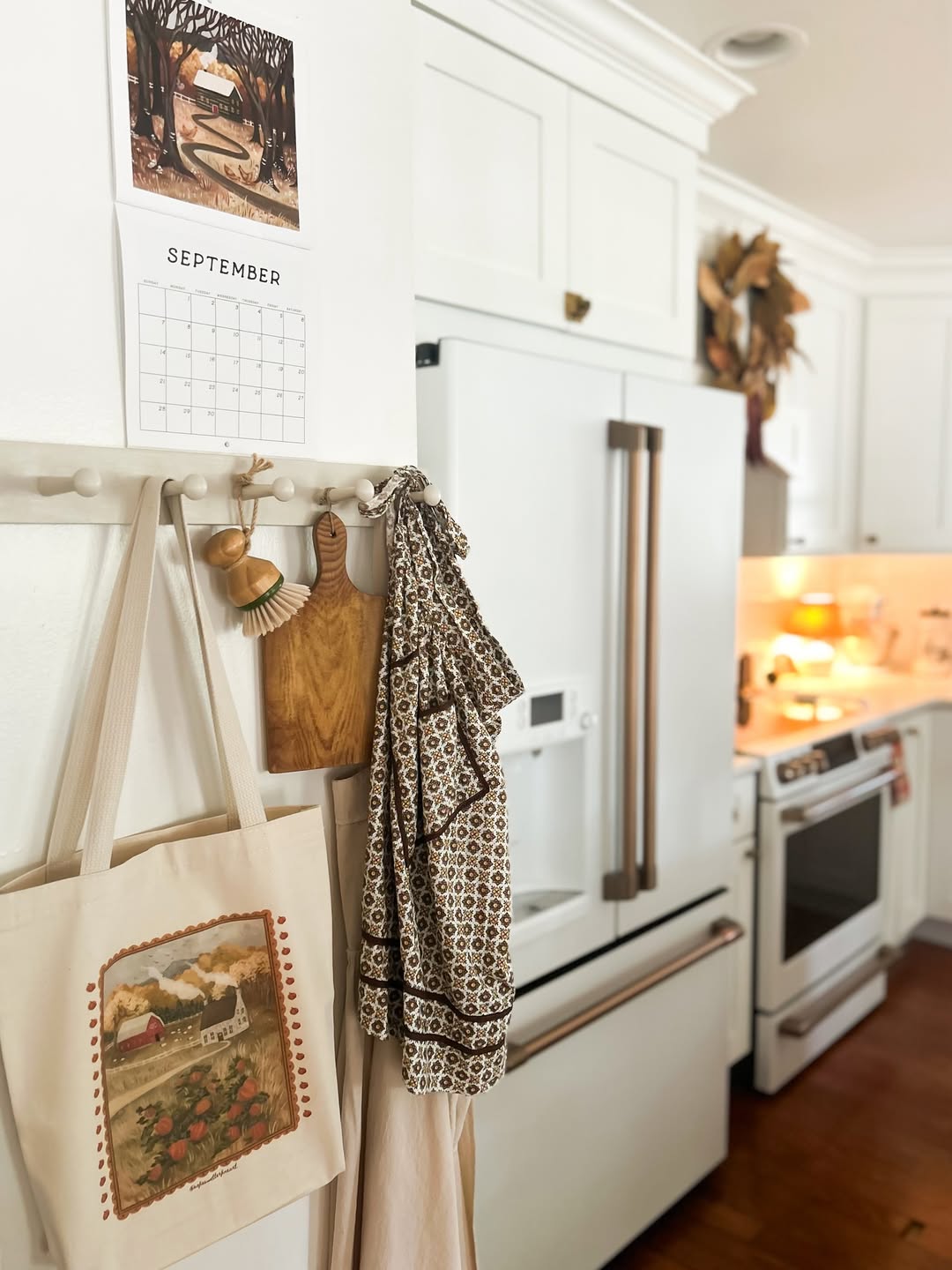 Peg Rack Holds Practical Kitchen Linens and Tools