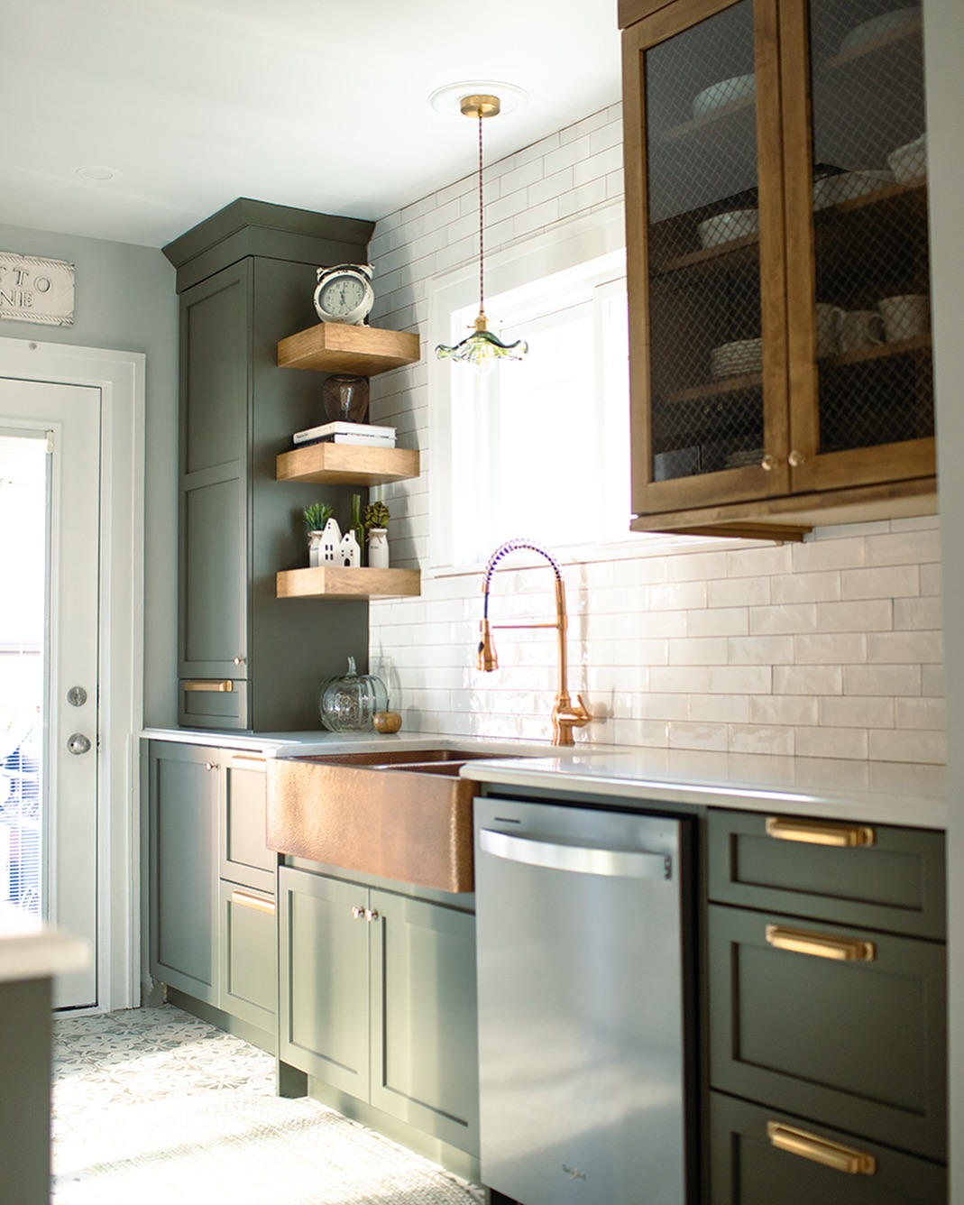 Decorate Corner Shelves with Houses and Greenery