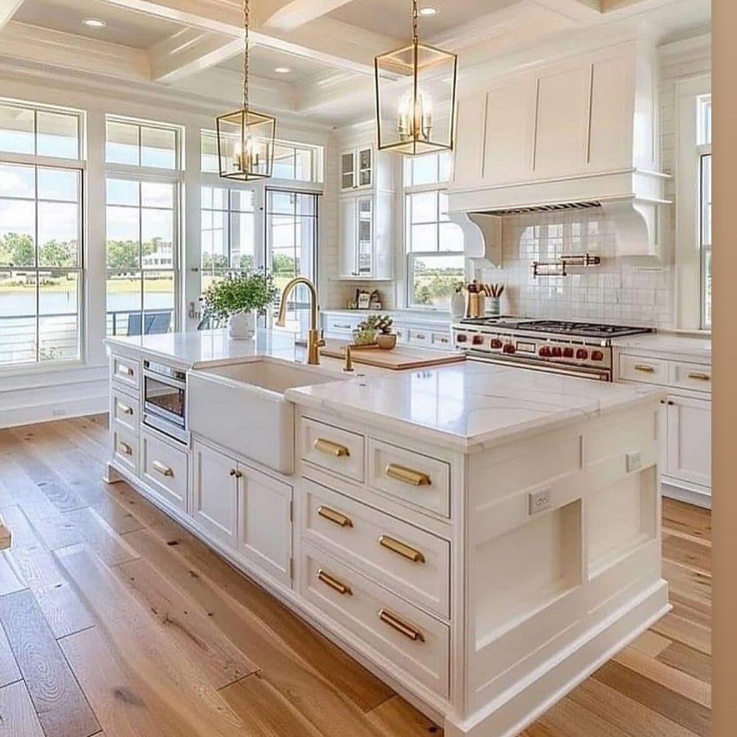 Brass Drawer Pulls Add Warm Accents To White Cabinetry