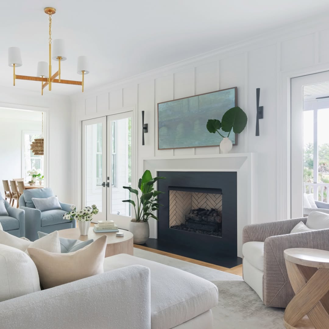 Artwork Above Fireplace Adds a Serene Focal Point