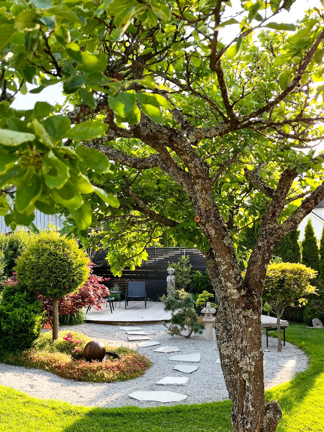 Flat Stone Slabs Create a Gentle Garden Path