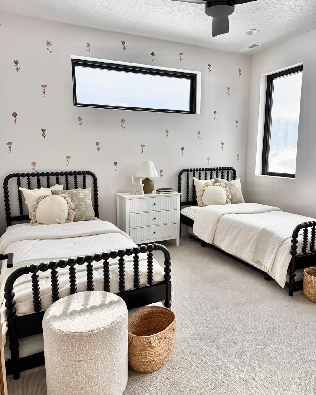 Floral Wall Decals Add Whimsy Above Beds