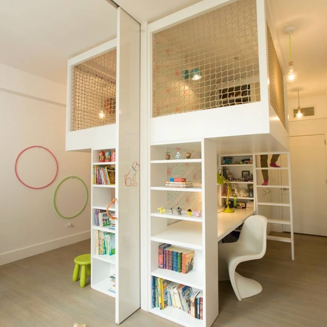 Loft Beds with Integrated Desks and Shelving