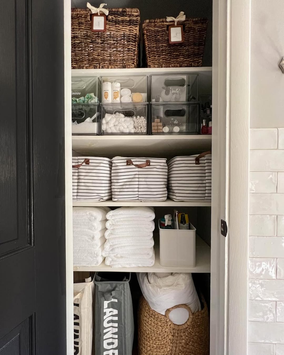 Striped Fabric Bins That Add Patterned Storage