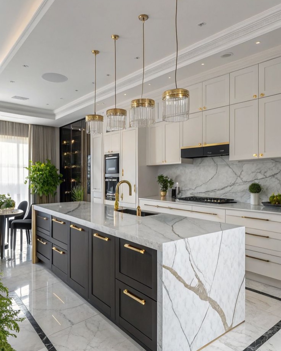 Crystal and Gold Pendant Lights Add Glamour Overhead