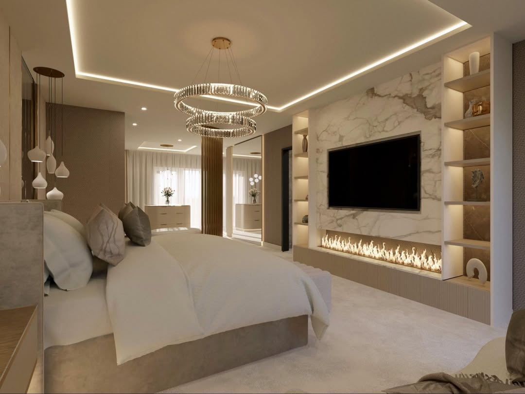 Showcase Decor with Recessed Shelving and Integrated Lighting