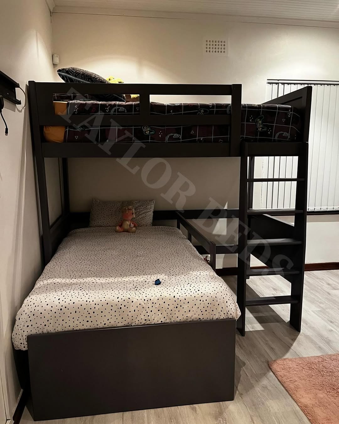 Dark Staircase With Deep Shelves Offers Easy Access