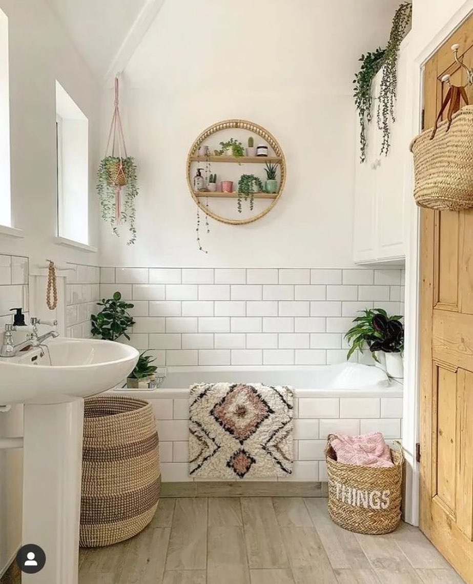 Round Rattan Shelf for Displaying Small Plants and Decor
