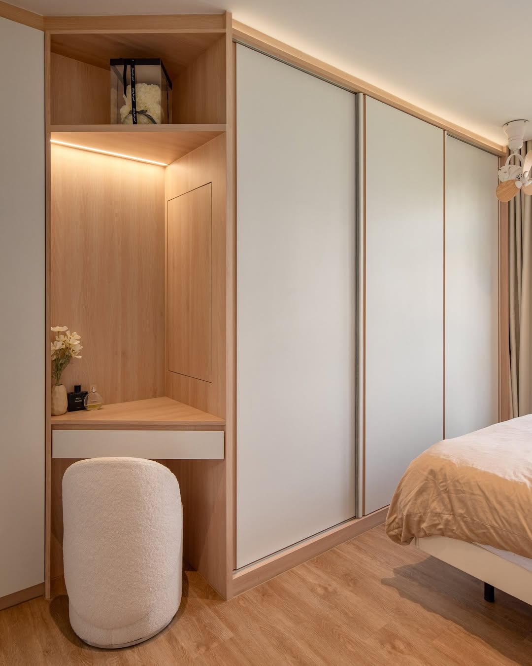 Corner Vanity Nook with Integrated Lighting