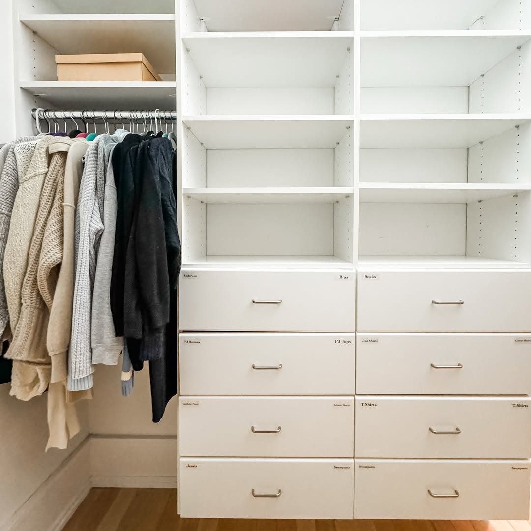 Sort Clothing with Labeled White Drawers