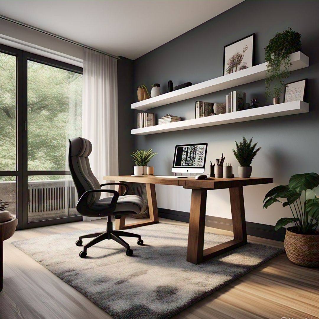 Floating Shelves Keep Desk Surfaces Clear