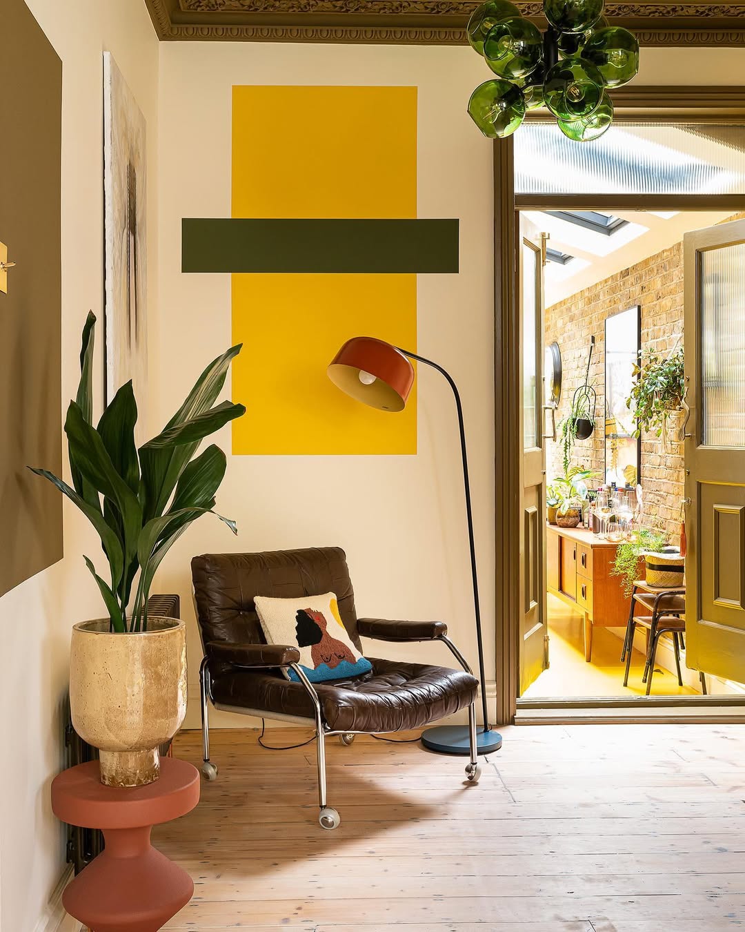 Geometric Wall Art Creates a Bold Color Block
