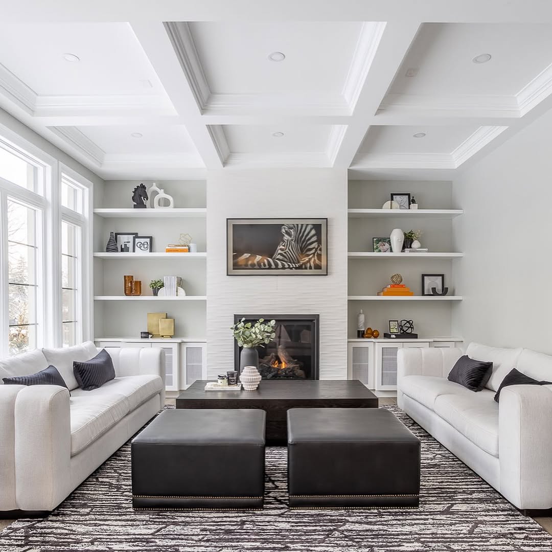 White Shelves Provide a Clean Canvas for Contrasting Decor