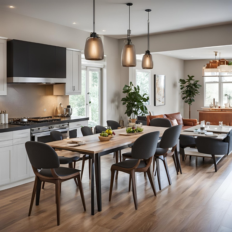 Anchor Your Open Space with a Wooden Dining Table