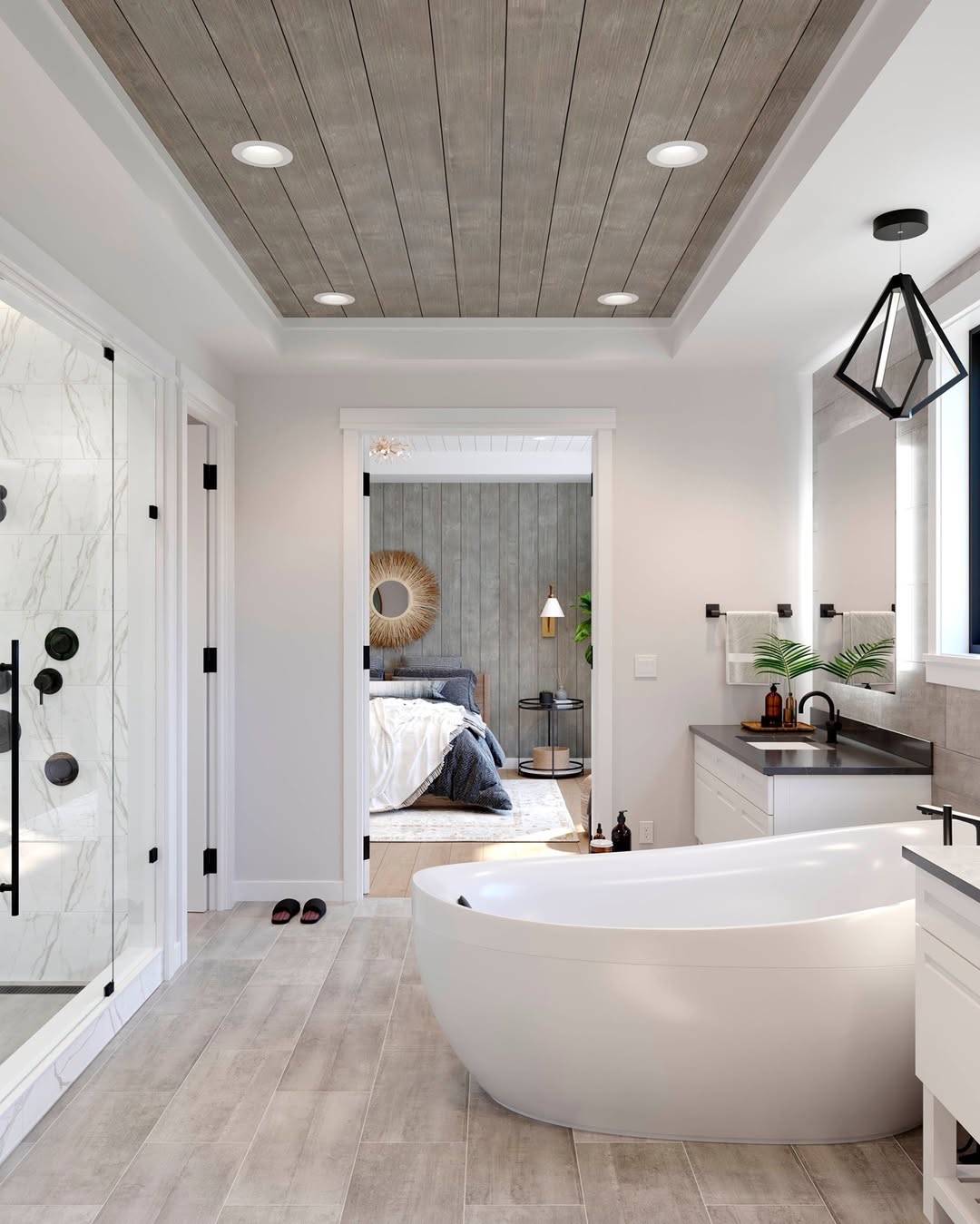 Introduce Natural Texture with a Wood Plank Ceiling