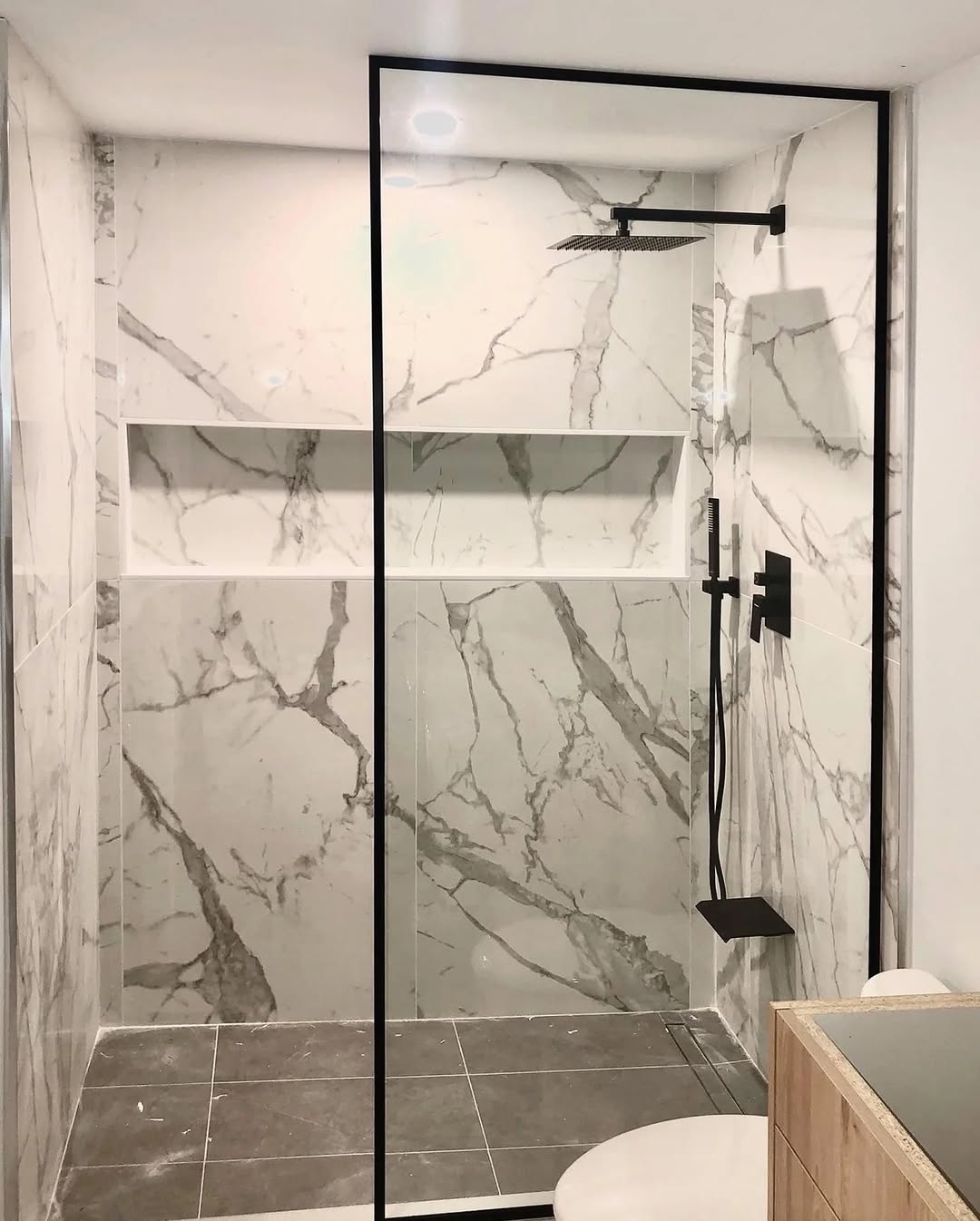 Two Recessed Shower Niches Offer Ample Storage