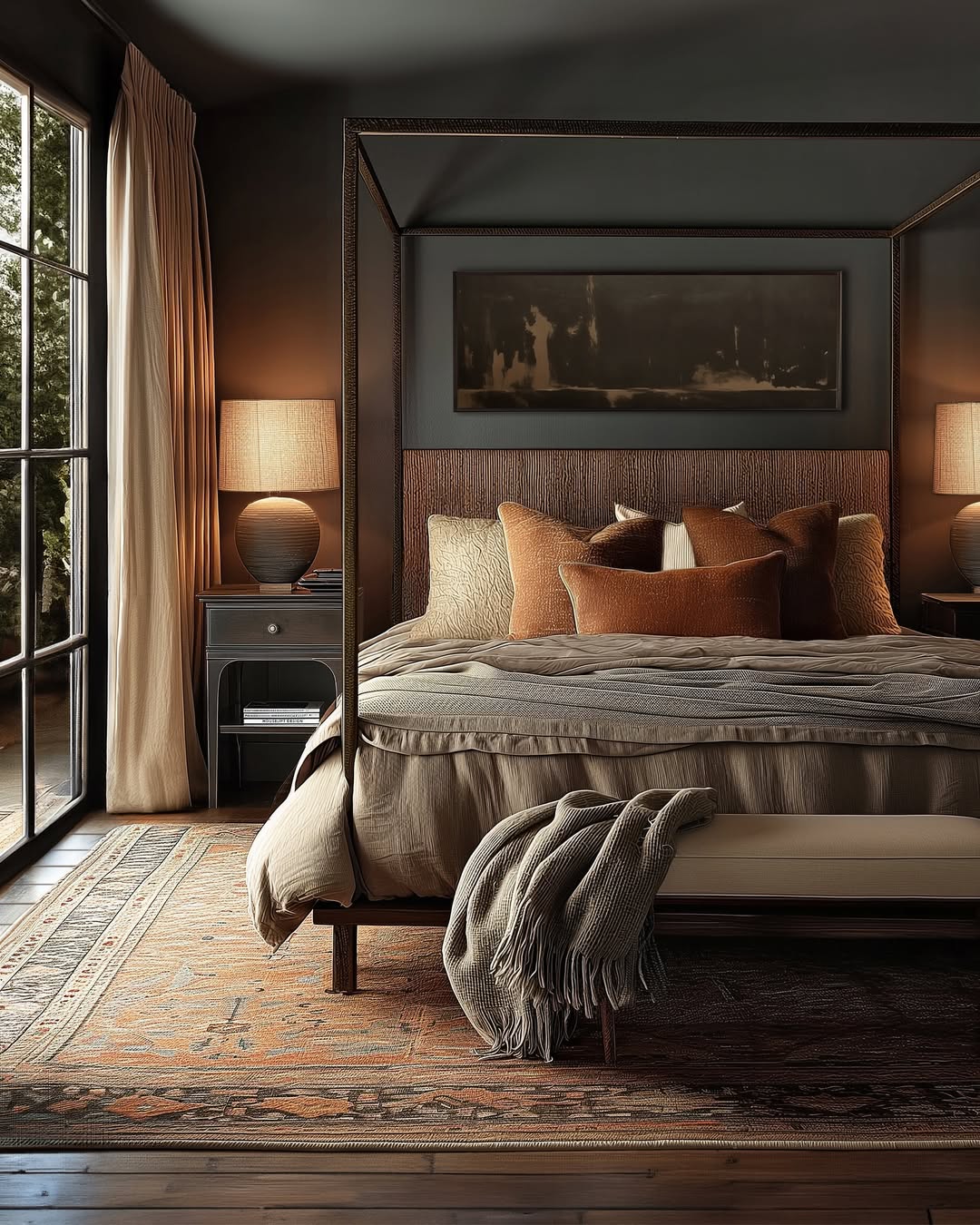 Dark Abstract Art to Anchor the Bedscape