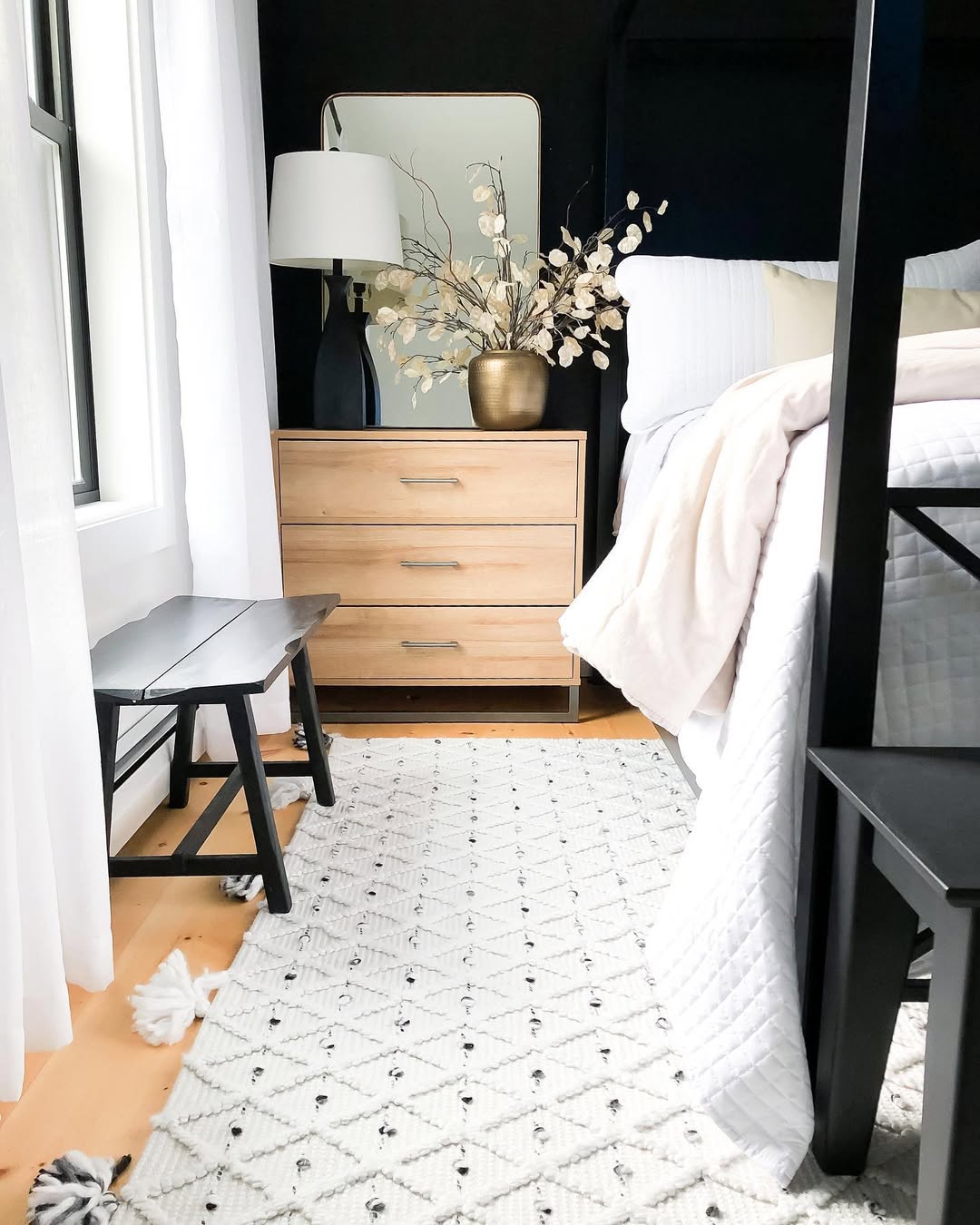 Wood Dresser With Gold Vase Adds Natural Texture