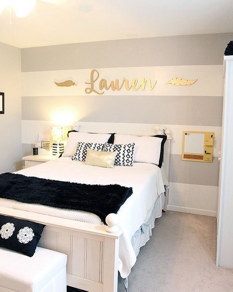Gold Name Art Adds A Personalized Touch Above The Bed