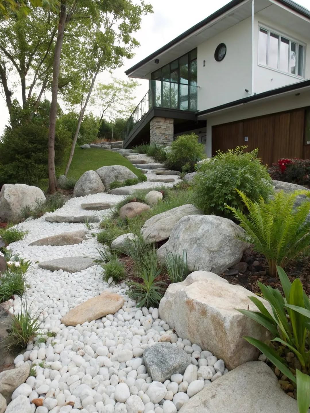 Define a Path with Stepping Stones Between White Rock Beds