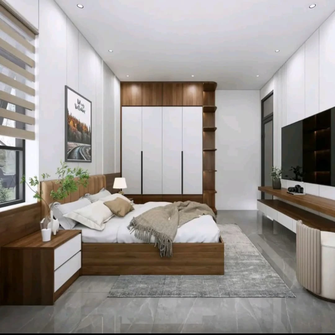 Built-in Wardrobe with Integrated Open Shelving