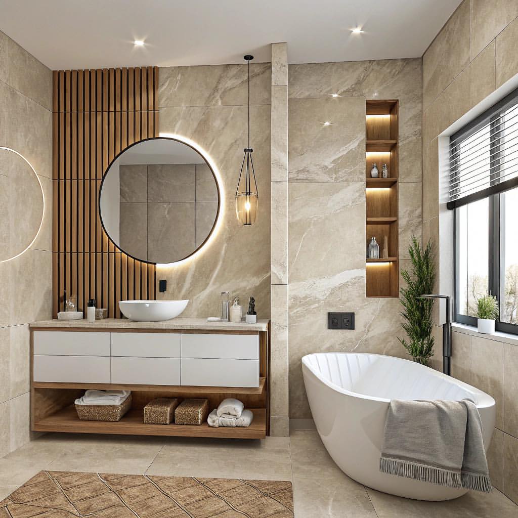Recessed Wooden Niches Add Warmth and Display Space
