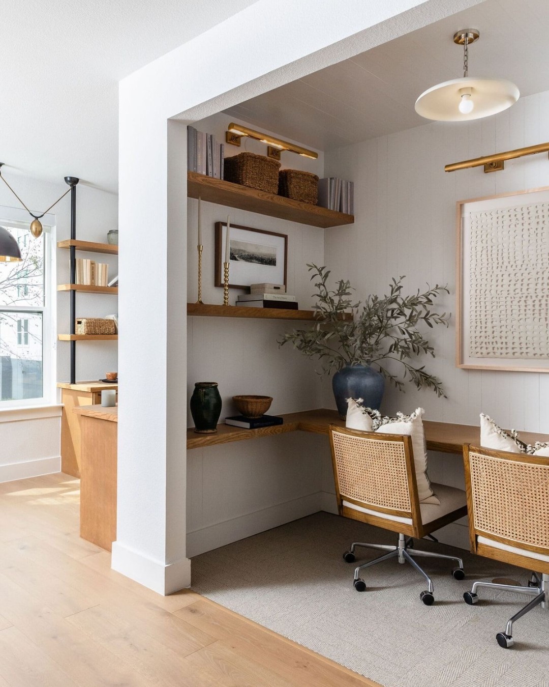 Cane-Back Chairs Add Natural Texture to Shared Desks