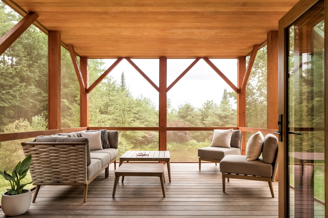 Low Wooden Tables Create Layered Surface Space