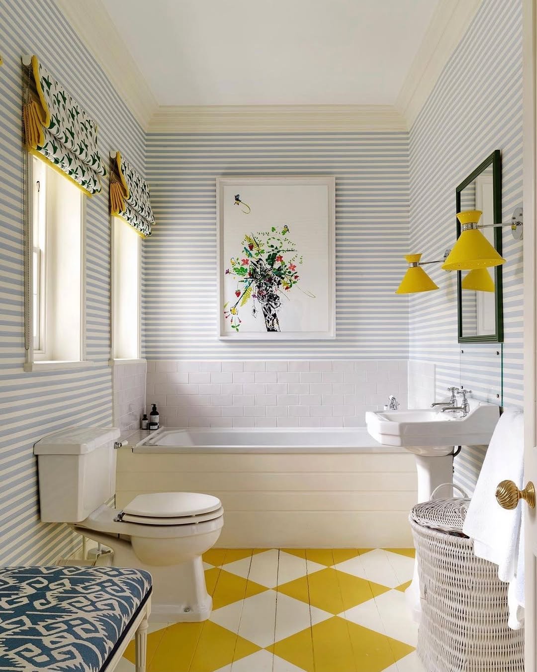 Yellow Diamond Floor Adds a Cheerful Geometric Pattern