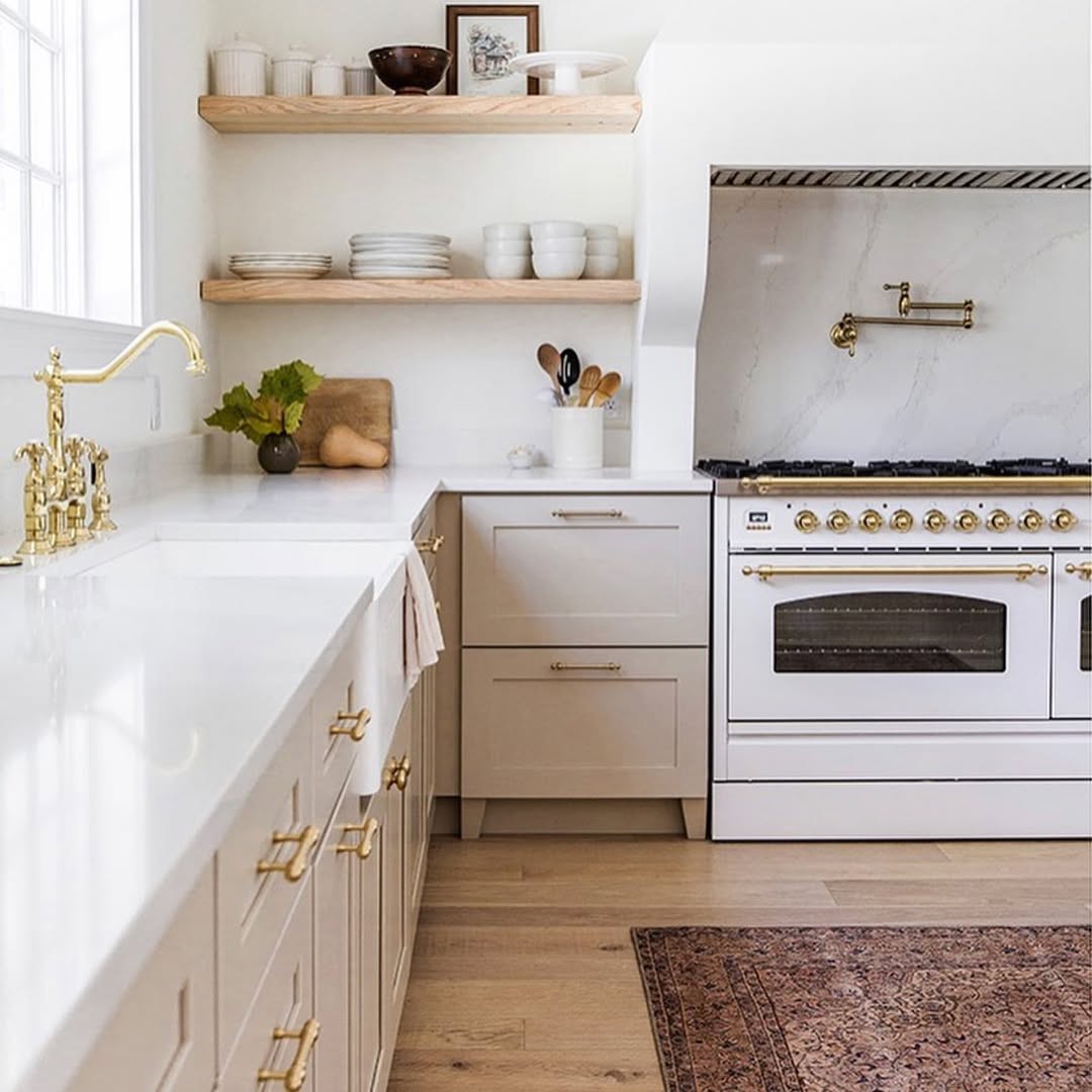 Wooden Shelves Display Simple Ceramic Dinnerware and Bowls