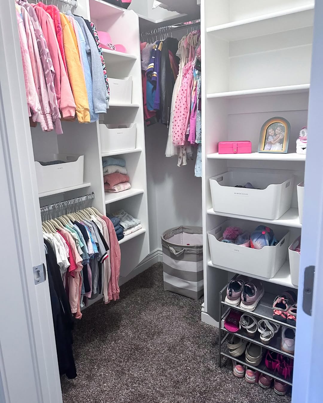 Sort Kids' Clothes with Labeled White Bins
