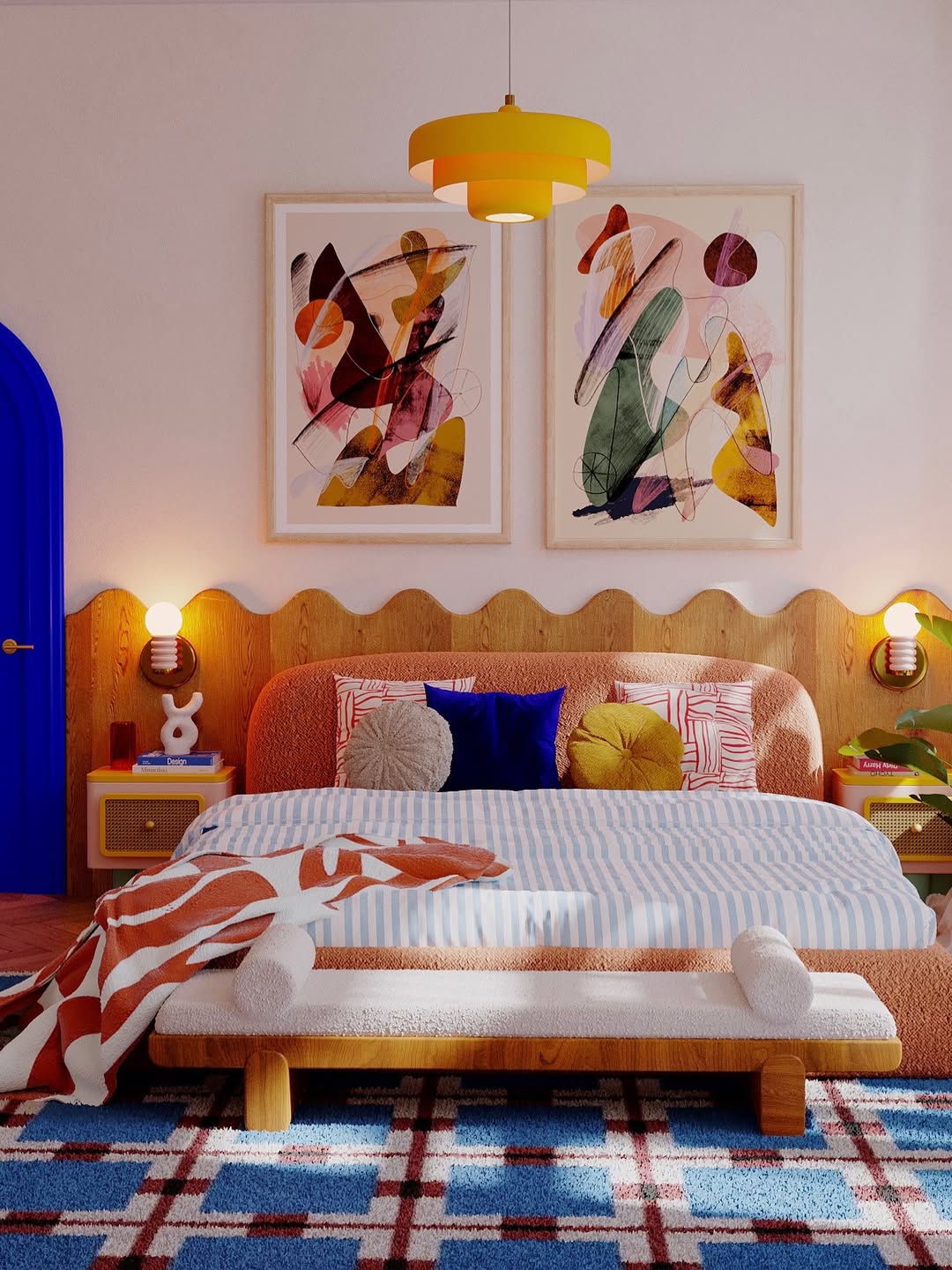 Soften Your Bed with a Scalloped Wooden Headboard
