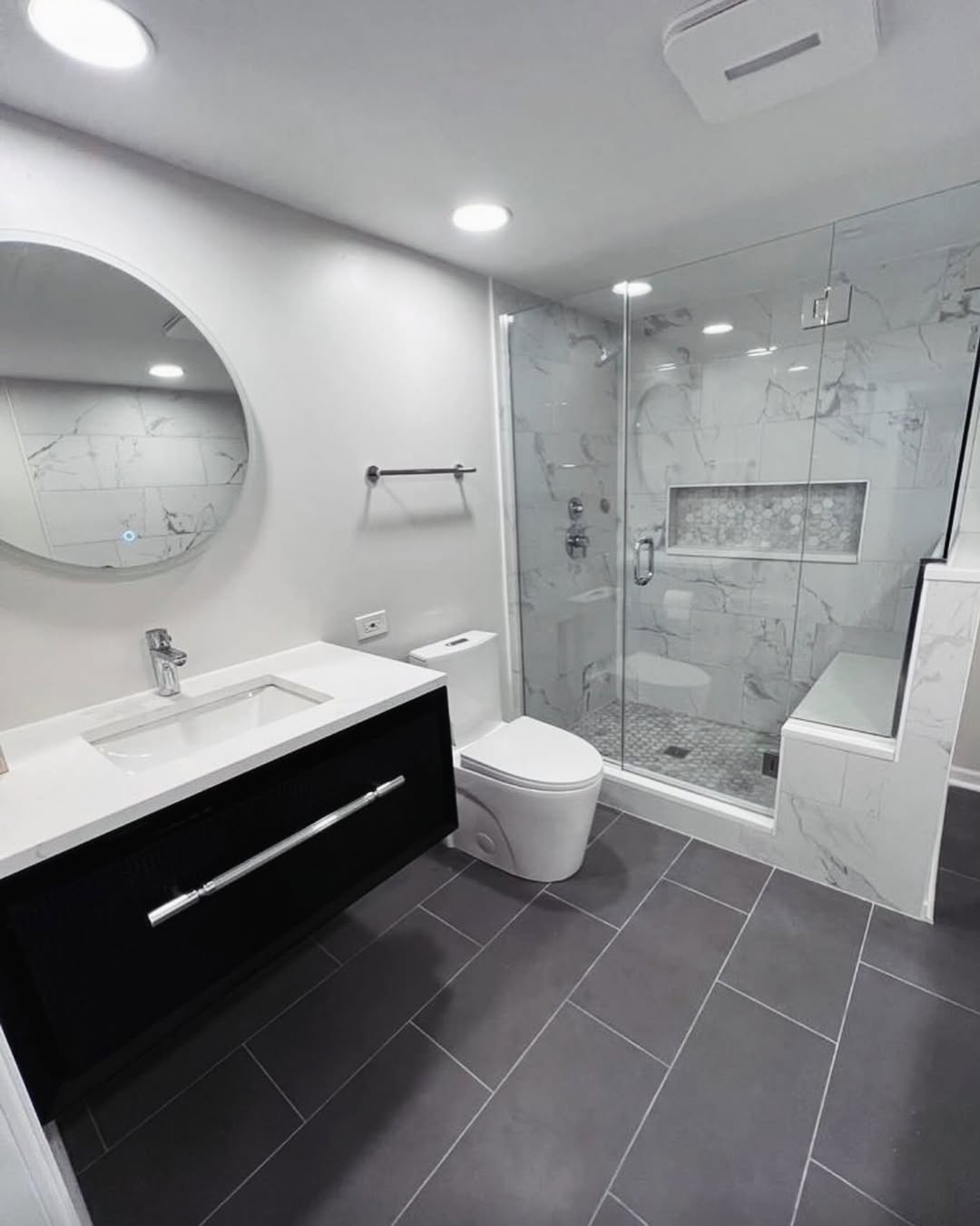 Built-in Shower Bench Adds a Practical Seat