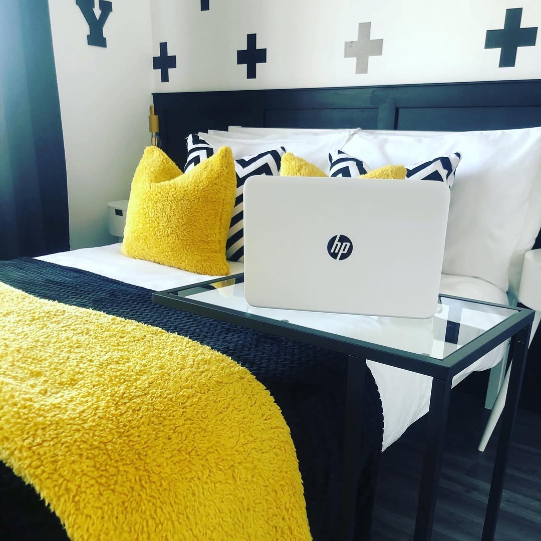 Glass-Top Side Table for Bedside Laptop Use
