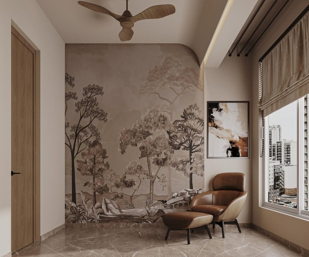 Moody Forest Mural for an Enveloping Atmosphere