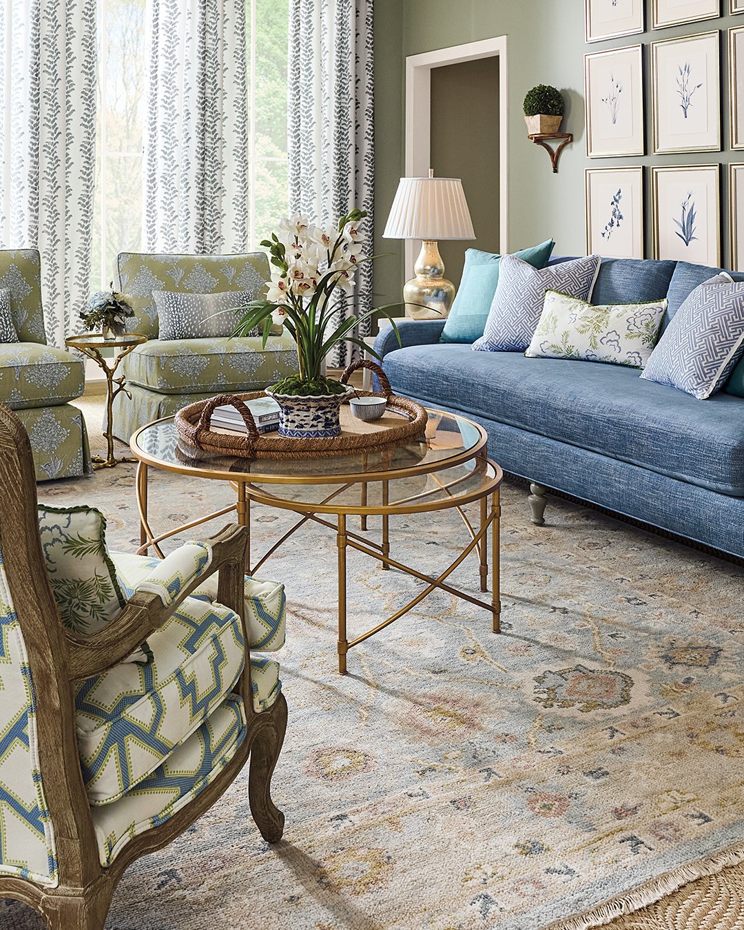Layered Glass Coffee Tables With Woven Tray