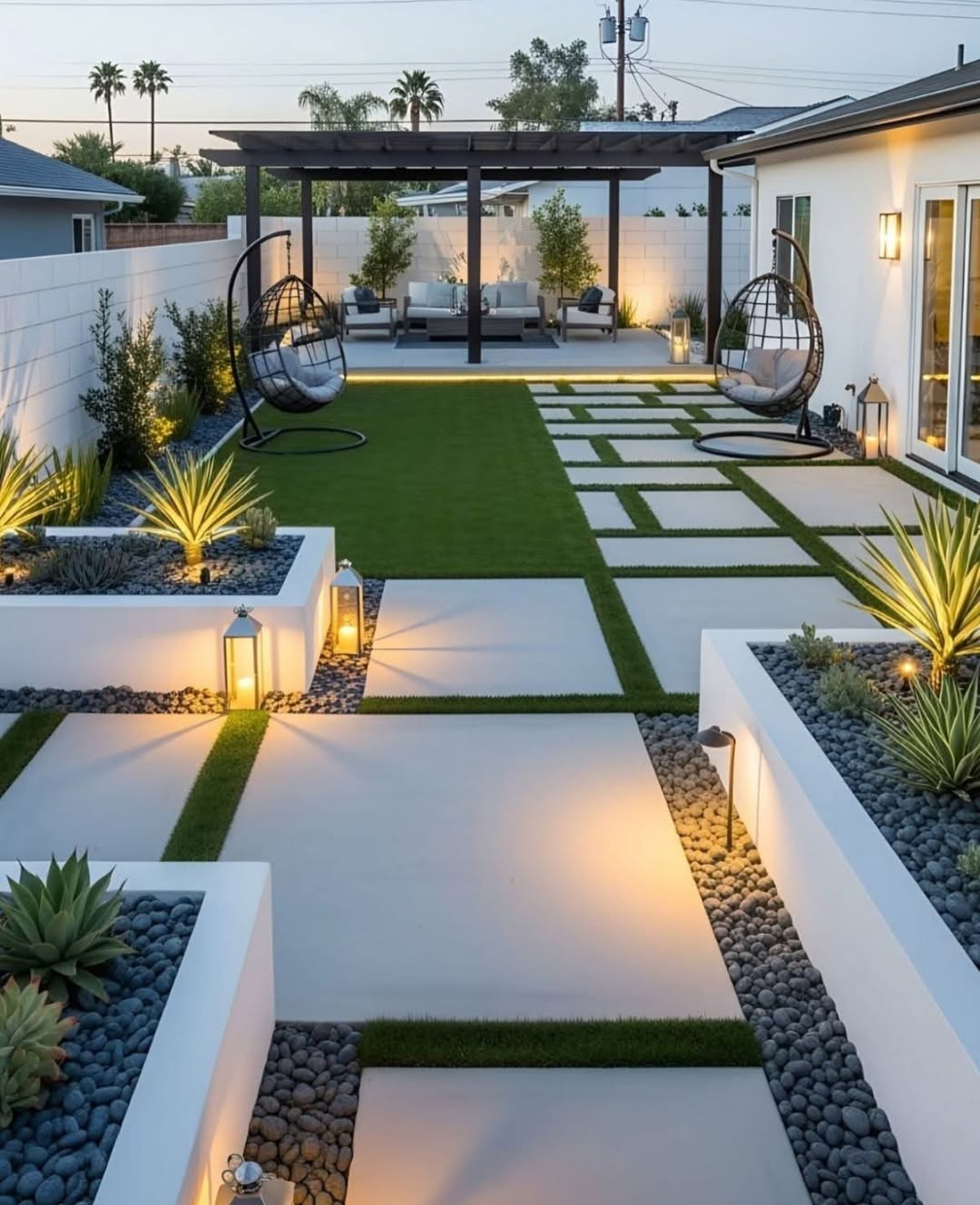 Combine Pavers and Grass for a Modern Patio