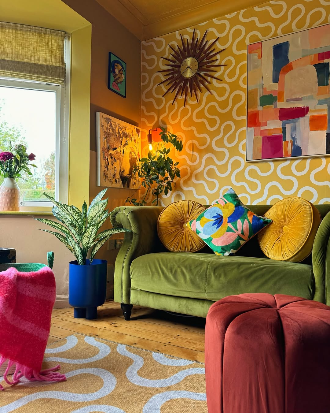Blue Planter Adds a Bold Pop of Color to Greenery