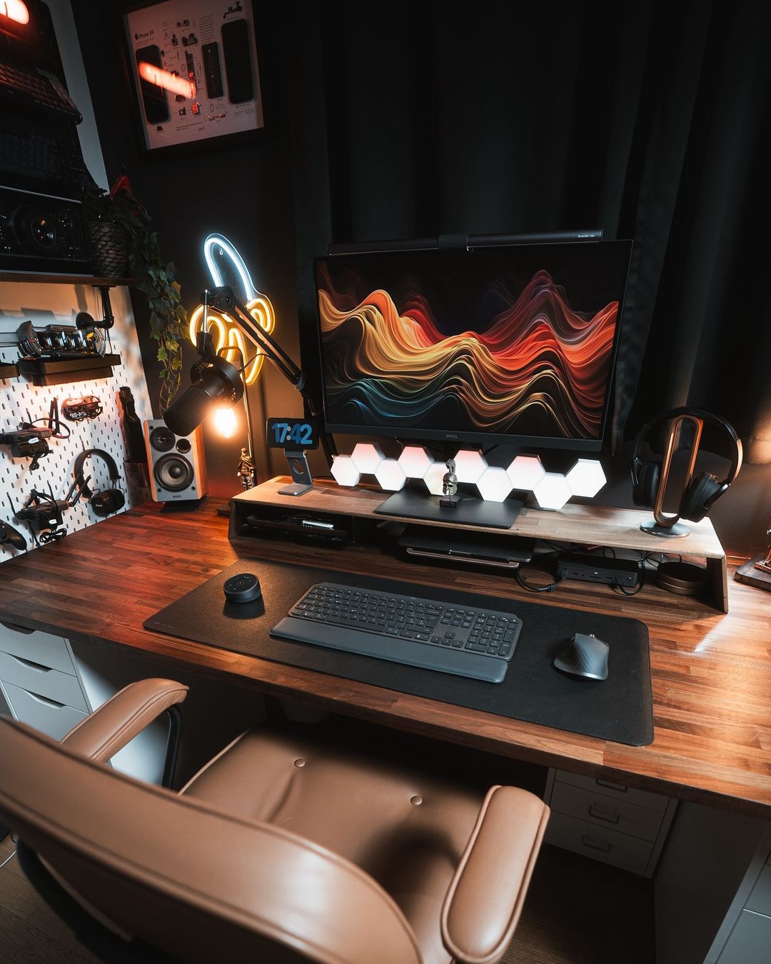 Hexagonal LED Panels Add Ambient Lighting Below Your Monitor