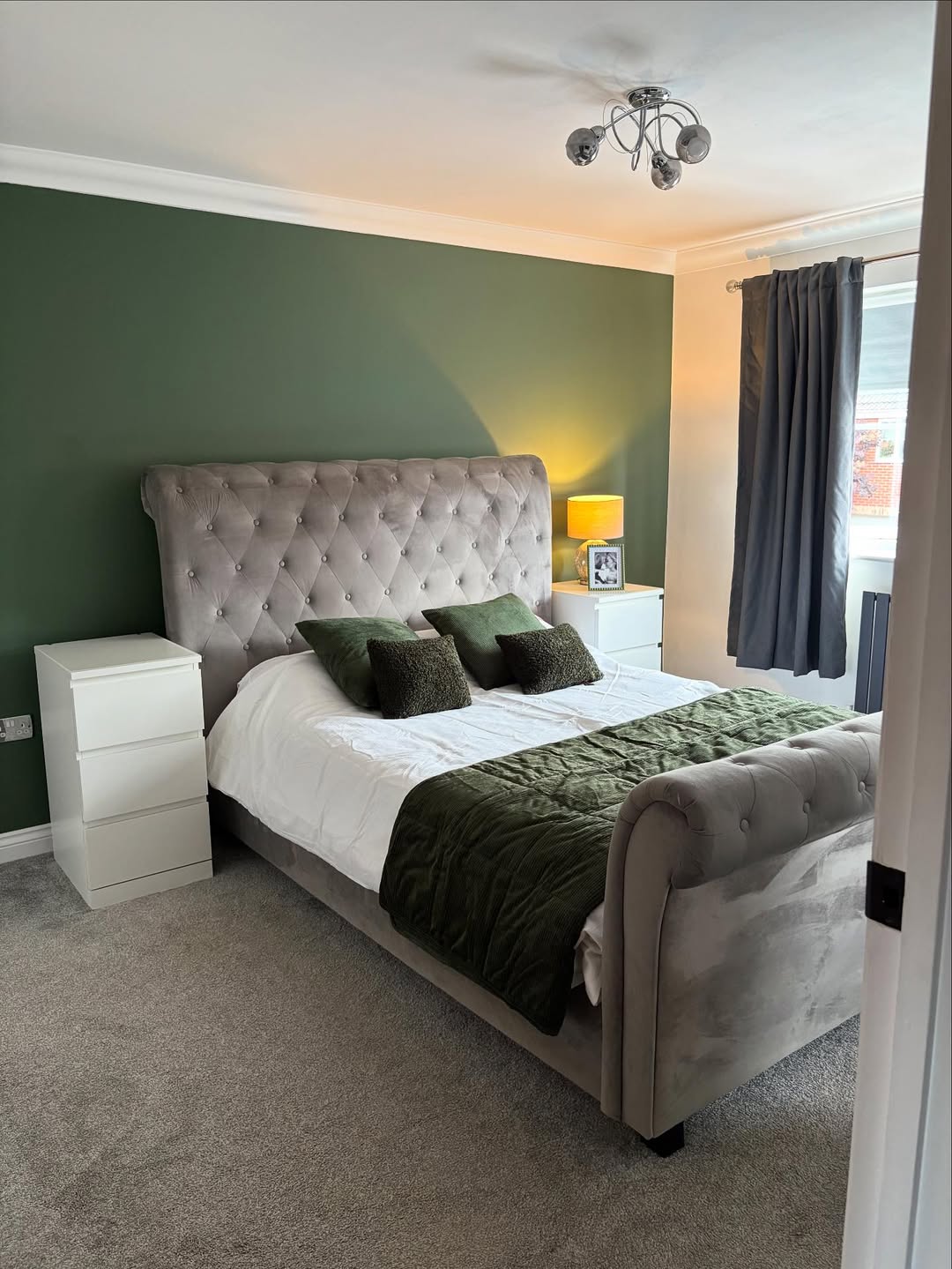 Velvet Sleigh Bed for a Plush Silhouette