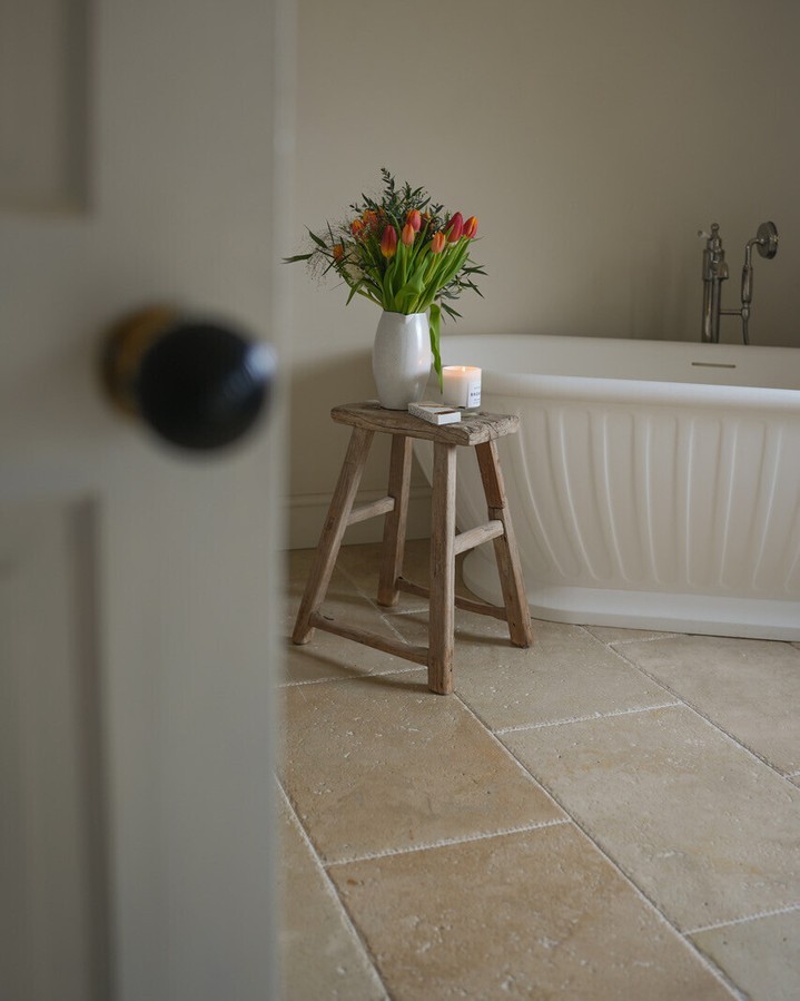 Rustic Wooden Stool for Bath Time Ambiance