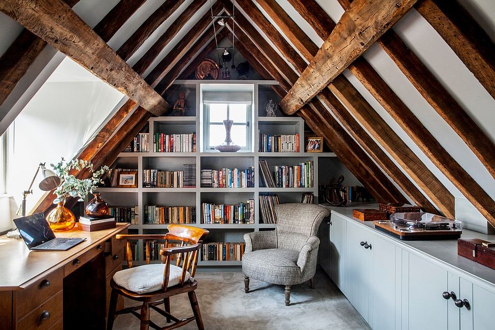 Maximize Attic Sloped Walls with Built-In Shelving