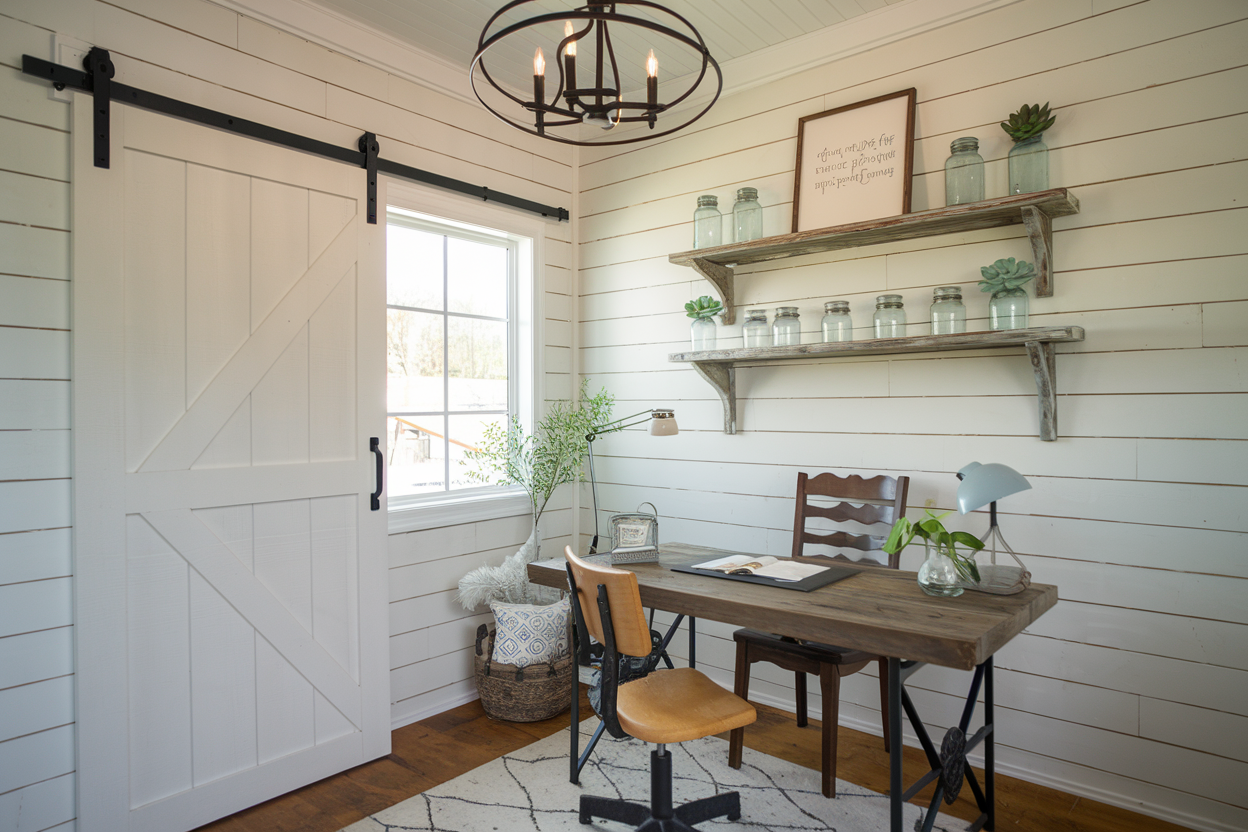 Rustic Shelves Display Glass Jars and Succulents
