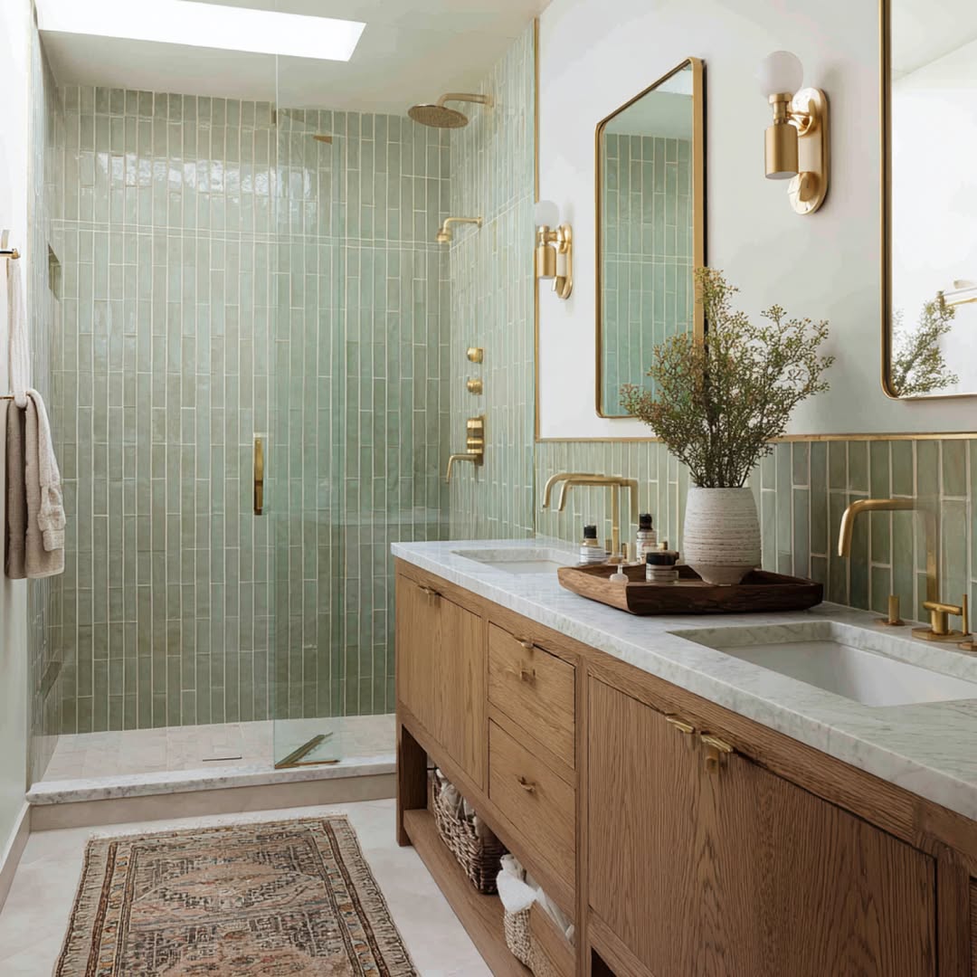 Style a Double Vanity with a Wooden Tray